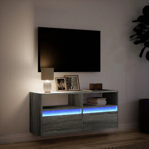 TV-Wandschrank mit LED Grau Sonoma 100 cm