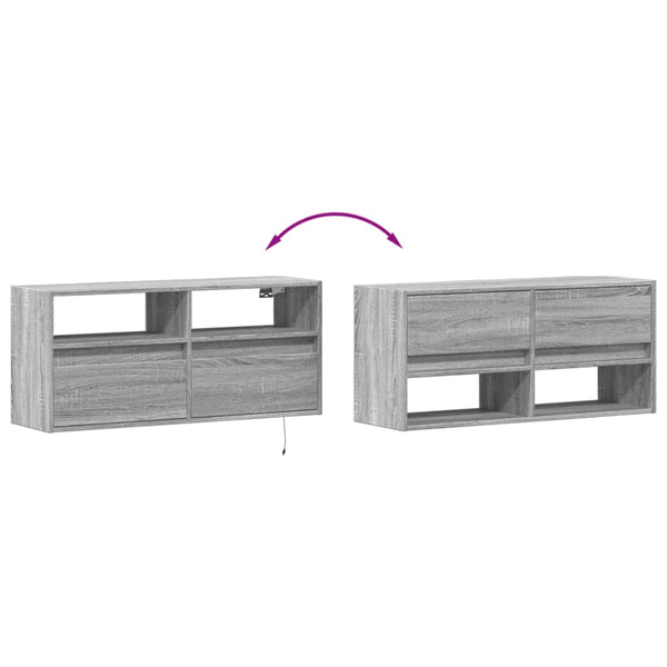 TV-Wandschrank mit LED Grau Sonoma 100 cm