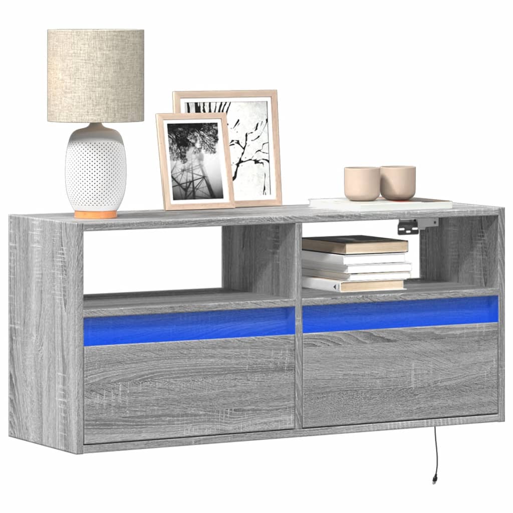 TV-Wandschrank mit LED Grau Sonoma 100 cm