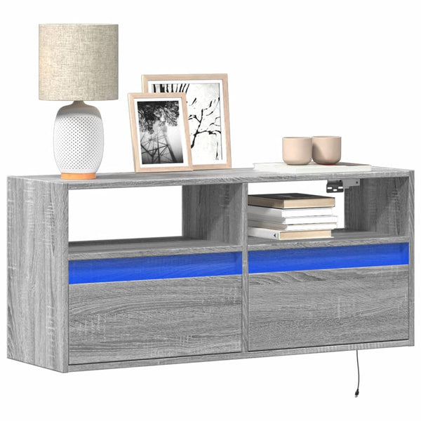 TV-Wandschrank mit LED Grau Sonoma 100 cm