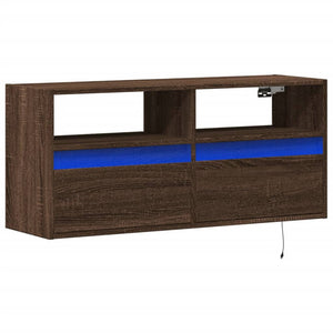 TV-Wandschrank mit LED Braun Eiche 100cm