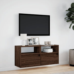 TV-Wandschrank mit LED Braun Eiche 100cm