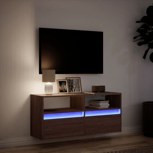 TV-Wandschrank mit LED Braun Eiche 100cm