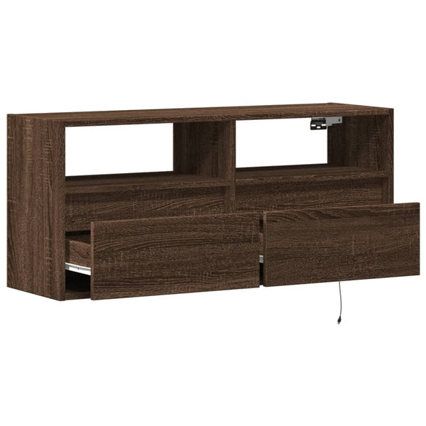 TV-Wandschrank mit LED Braun Eiche 100cm