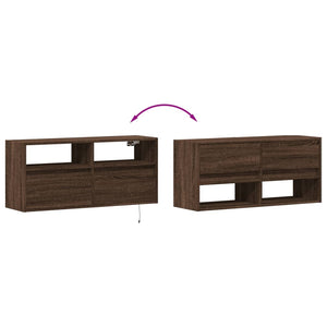TV-Wandschrank mit LED Braun Eiche 100cm