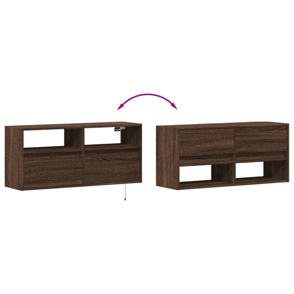 TV-Wandschrank mit LED Braun Eiche 100cm