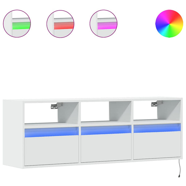TV-Wandschrank mit LED Weiß 130 cm