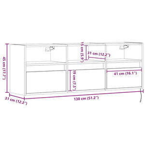TV-Wandschrank mit LED Weiß 130 cm