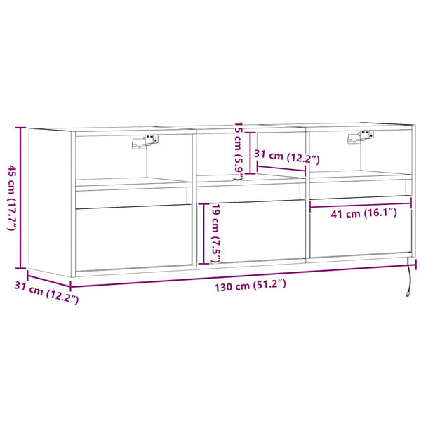 TV-Wandschrank mit LED Weiß 130 cm