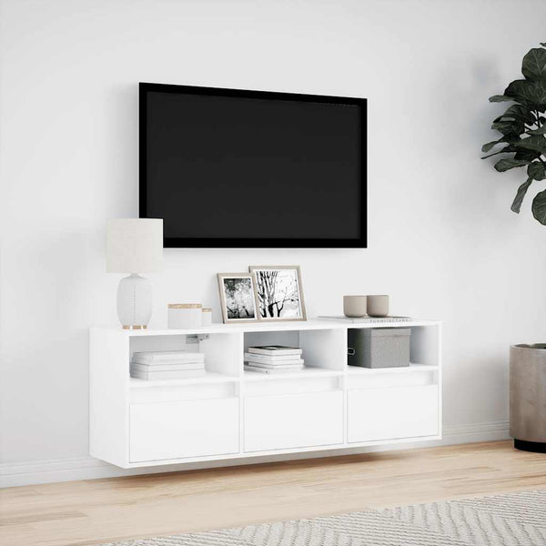 TV-Wandschrank mit LED Weiß 130 cm