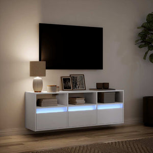 TV-Wandschrank mit LED Weiß 130 cm