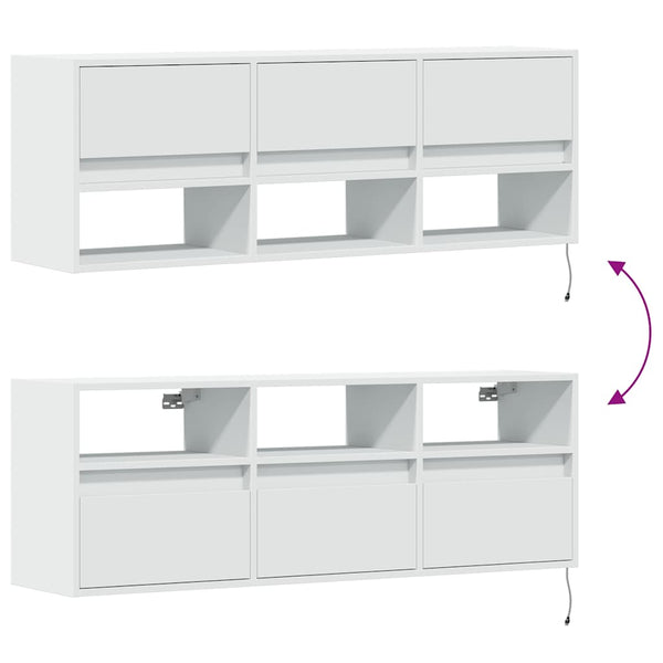 TV-Wandschrank mit LED Weiß 130 cm