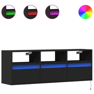 TV-Wandschrank mit LED Schwarz 130 cm