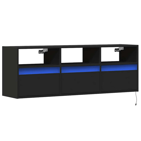 TV-Wandschrank mit LED Schwarz 130 cm