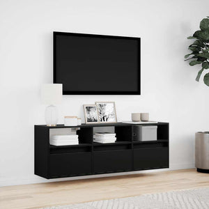 TV-Wandschrank mit LED Schwarz 130 cm