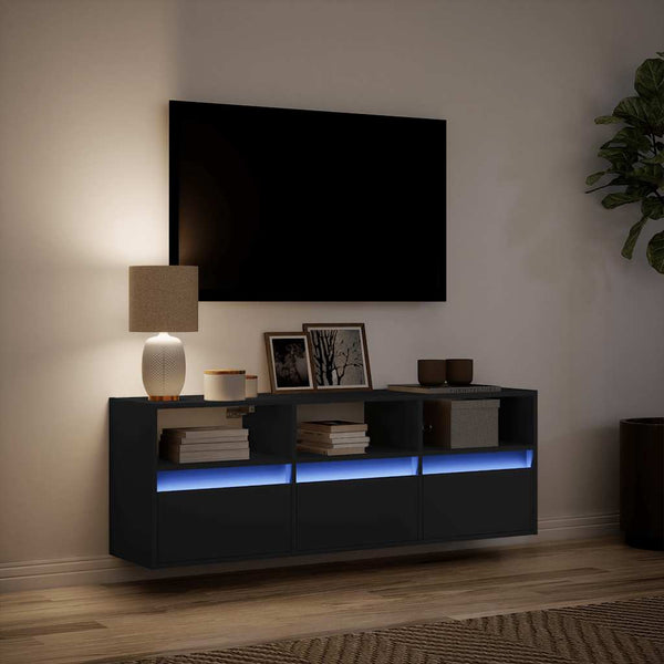 TV-Wandschrank mit LED Schwarz 130 cm