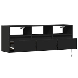 TV-Wandschrank mit LED Schwarz 130 cm
