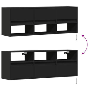TV-Wandschrank mit LED Schwarz 130 cm