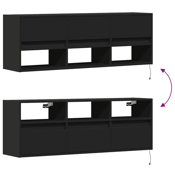 TV-Wandschrank mit LED Schwarz 130 cm
