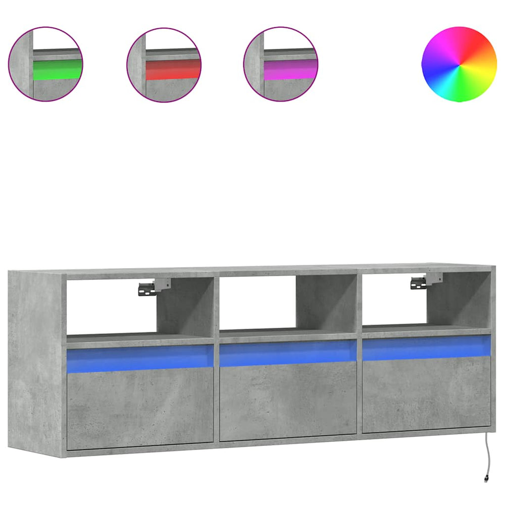 TV-Wandschrank mit LED Betongrau 130 cm
