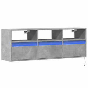 TV-Wandschrank mit LED Betongrau 130 cm