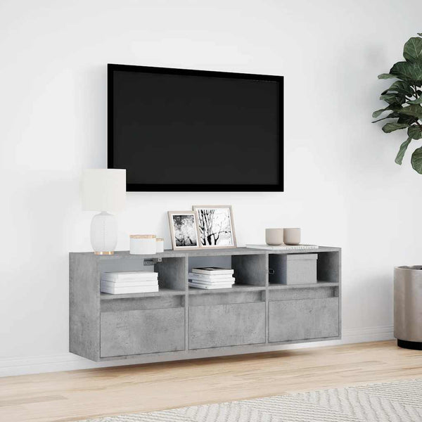 TV-Wandschrank mit LED Betongrau 130 cm