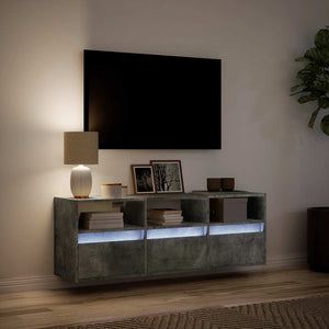TV-Wandschrank mit LED Betongrau 130 cm