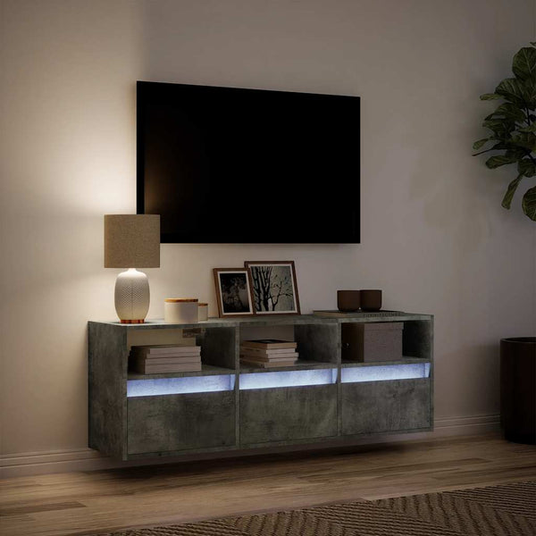 TV-Wandschrank mit LED Betongrau 130 cm
