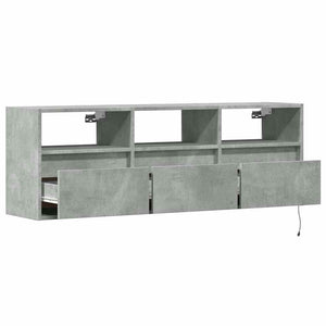 TV-Wandschrank mit LED Betongrau 130 cm