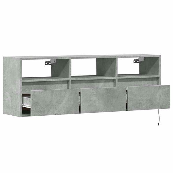TV-Wandschrank mit LED Betongrau 130 cm