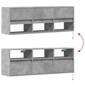 TV-Wandschrank mit LED Betongrau 130 cm