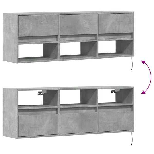 TV-Wandschrank mit LED Betongrau 130 cm