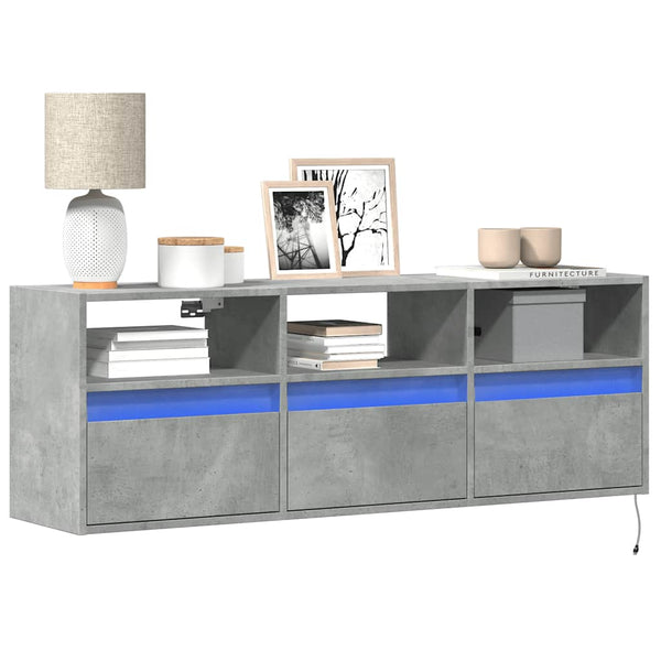 TV-Wandschrank mit LED Betongrau 130 cm