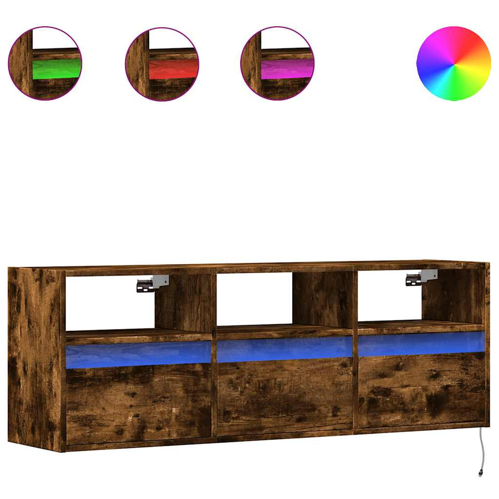 TV-Wandschrank Räuchereiche mit LED 130cm