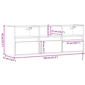 TV-Wandschrank Räuchereiche mit LED 130cm