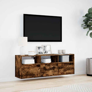 TV-Wandschrank Räuchereiche mit LED 130cm