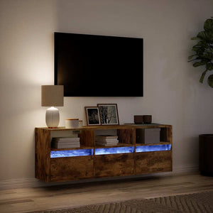 TV-Wandschrank Räuchereiche mit LED 130cm