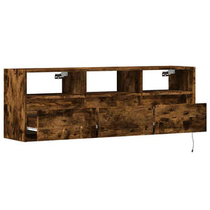TV-Wandschrank Räuchereiche mit LED 130cm