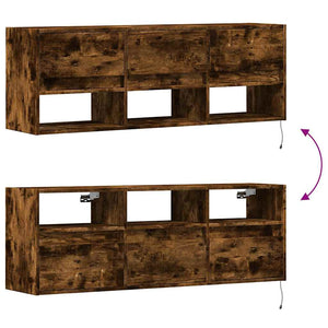 TV-Wandschrank Räuchereiche mit LED 130cm