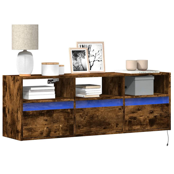TV-Wandschrank Räuchereiche mit LED 130cm