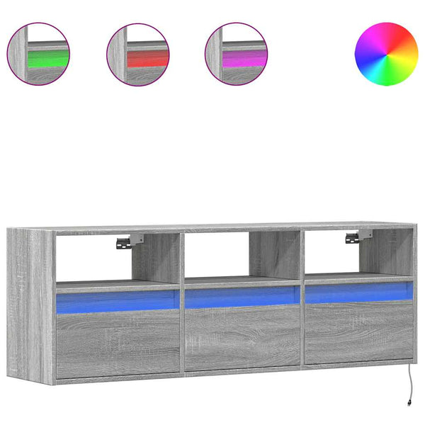 TV-Wandschrank Grau Sonoma mit LED