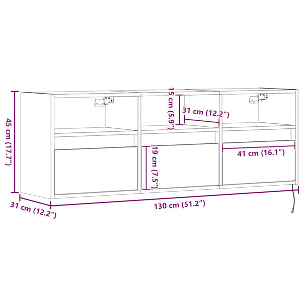 TV-Wandschrank Grau Sonoma mit LED