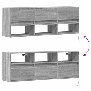 TV-Wandschrank Grau Sonoma mit LED