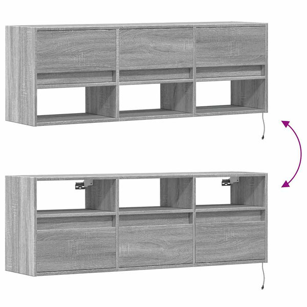 TV-Wandschrank Grau Sonoma mit LED