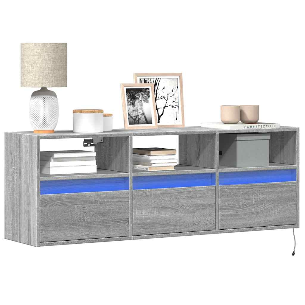 TV-Wandschrank Grau Sonoma mit LED