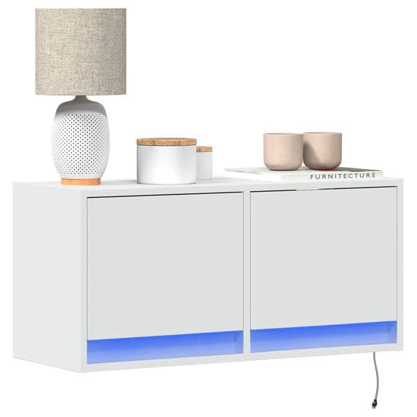 TV-Wandschrank mit LED Weiß 80cm