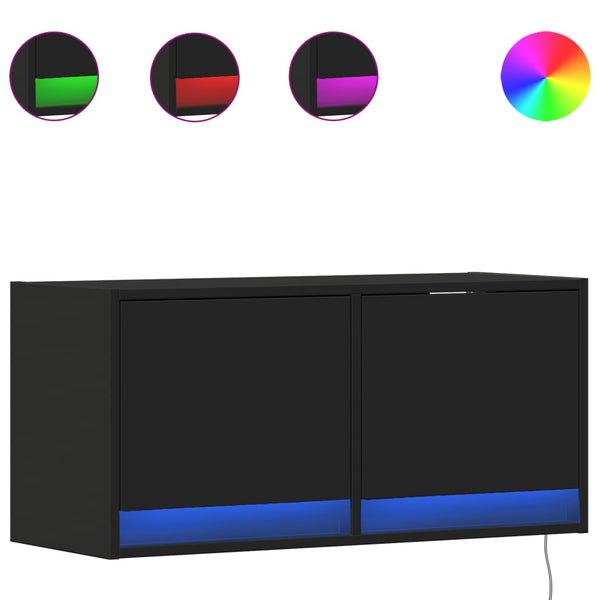 TV-Wandschrank Schwarz mit LED 80cm