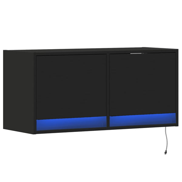 TV-Wandschrank Schwarz mit LED 80cm