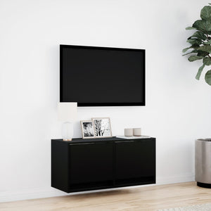 TV-Wandschrank Schwarz mit LED 80cm