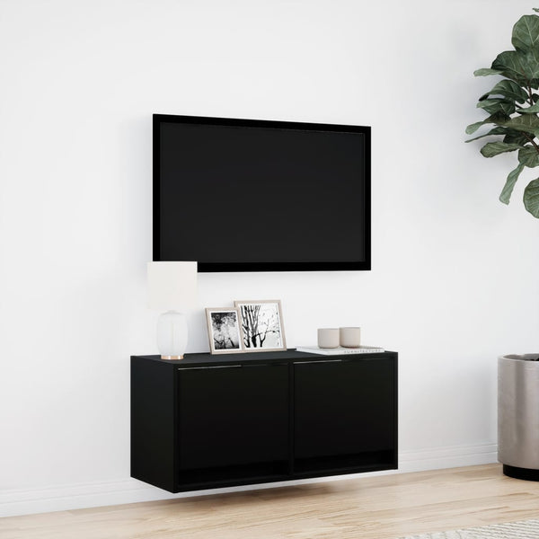 TV-Wandschrank Schwarz mit LED 80cm